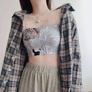 journal patterned tank top